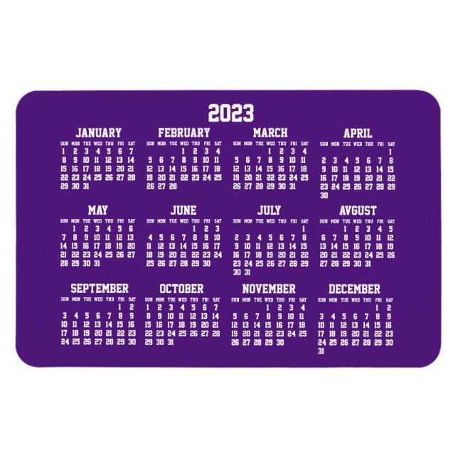 Ímã Calendário Roxo 2023 Grandes Magnets Flexíveis (Horizontal)