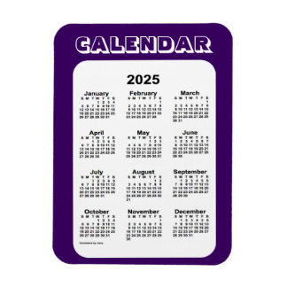 Ímã Calendário Roxo 2025 por Imagem 3x4 de Janz