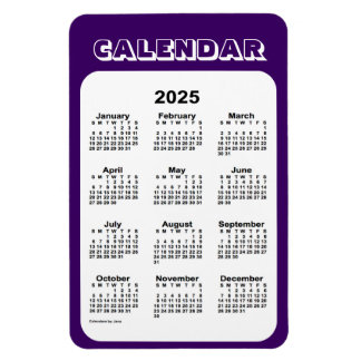 Ímã Calendário Roxo 2025 por Janz 4x6 Magnet