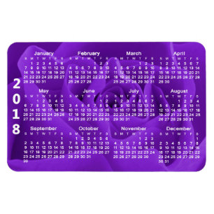 Ímã Calendário roxo das pétalas cor-de-rosa 2018