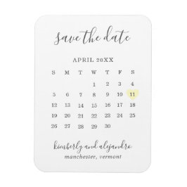 Ímã Calendário Simples Coração Amarelo Pastel Salve a