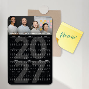 Ímã Calendário Simples de Férias Preto Moderno 2023 Fo