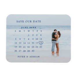 Ímã Calendário Simples de Foto de Casamento Salvar a D