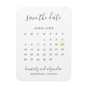 Ímã Calendário Simples Pastel Amarelo Coração Salve