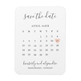 Ímã Calendário Simples Salva a Data Coração Bege Paste