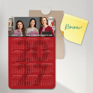Ímã Calendário Simples Vermelho 2023 Minimalista Foto