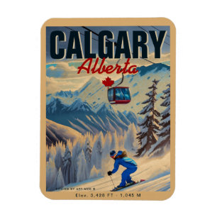 Ímã Calgary Alberta Canada Skiing Souvenirs 1950