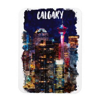 Ímã Calgary Alberta Skyline Por Noite