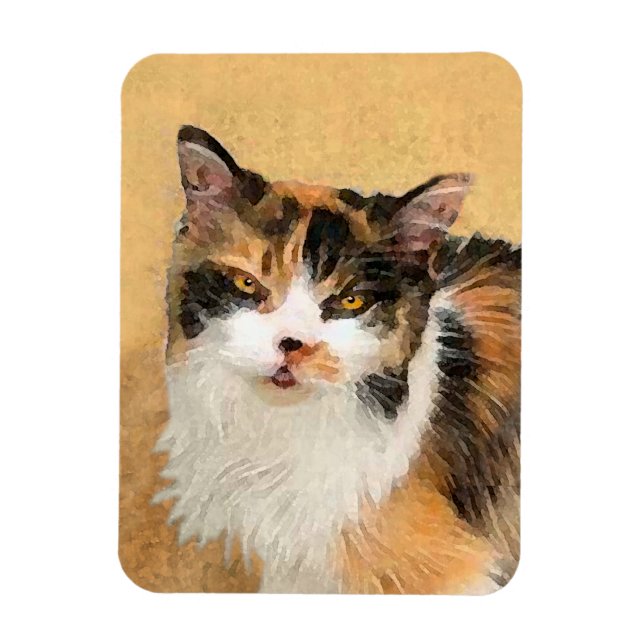 Ímã Calico Cat Painting - Gato Original Bonito (Vertical)