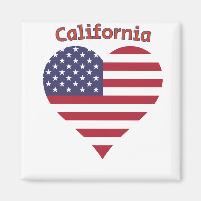 Imã California American Flag Heart (Frente)