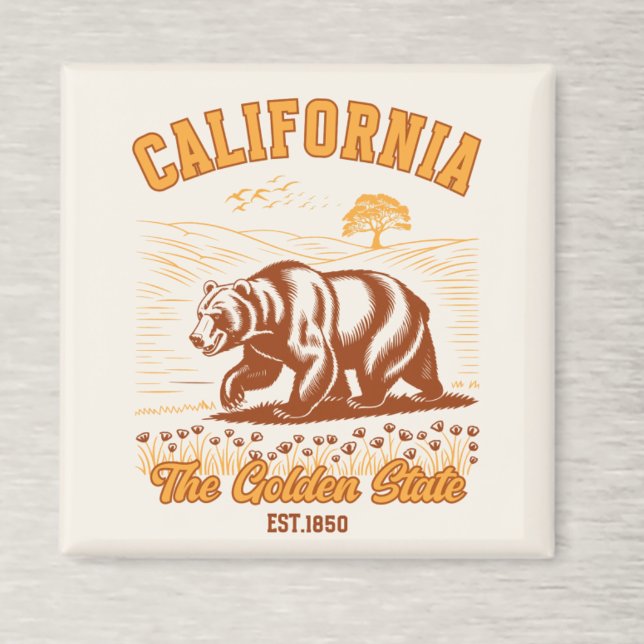 Imã California Nature Lover Gift – Retro Bear  (Criador carregado)