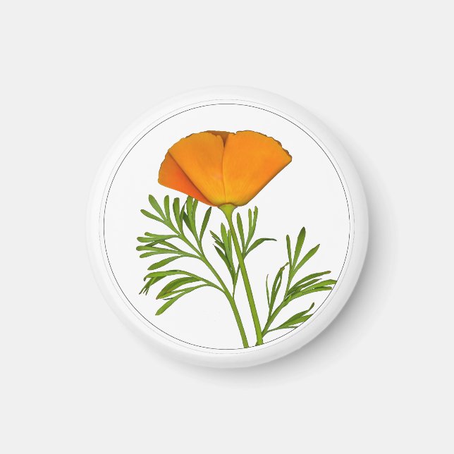 Imã California Poppy em um Círculo - (Frente)