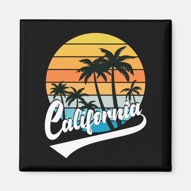 Imã California Retro Sunset E Palm Treine Magnet (Frente)