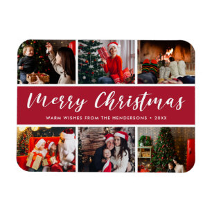Ímã Caligrafia de Colagem de Fotos de Natal Feliz
