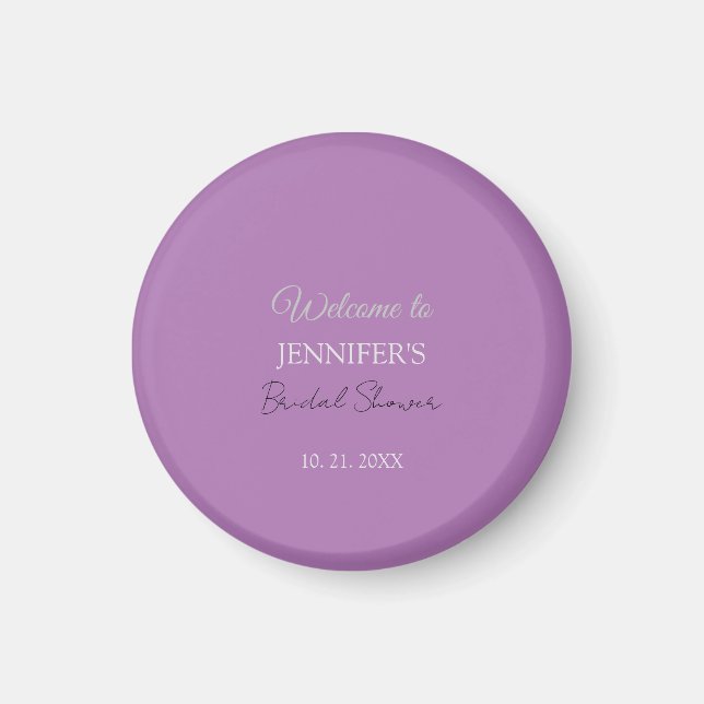 Imã Caligrafia Elegante Chuva de Rosa Lavanda Bem-vind (Frente)