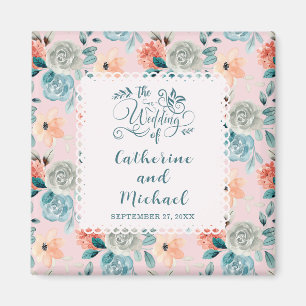 Imã Caligrafia Elegante De Casamento De Lace Floral Co