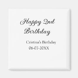 Imã caligrafia simples segundo aniversário feliz mínim