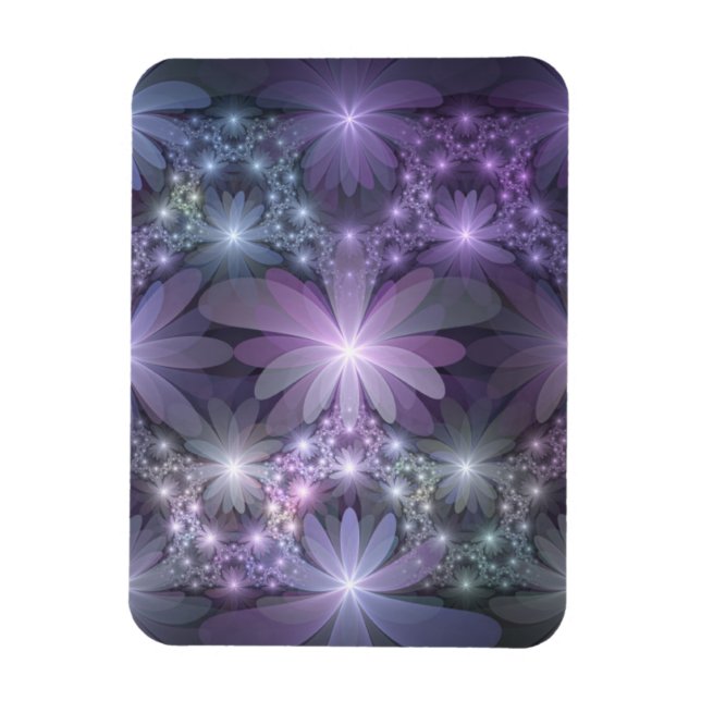 Ímã Cama de Flores Arte Fractal Abstrato Brilhante e M (Vertical)