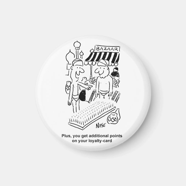 Imã Cama de Unhas num Cartoon Bazar (Frente)