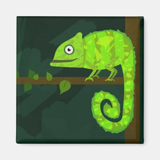 Imã Camaleão verde fofo (Frente)