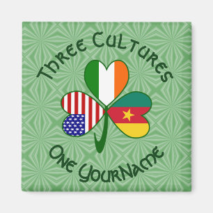 Imã Camarões Irish USA Flagres Shamrock Seu Nome