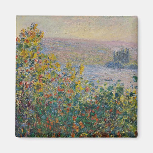 Imã Camas de Flores em Vétheuil, Paisagem Impressionis (Frente)