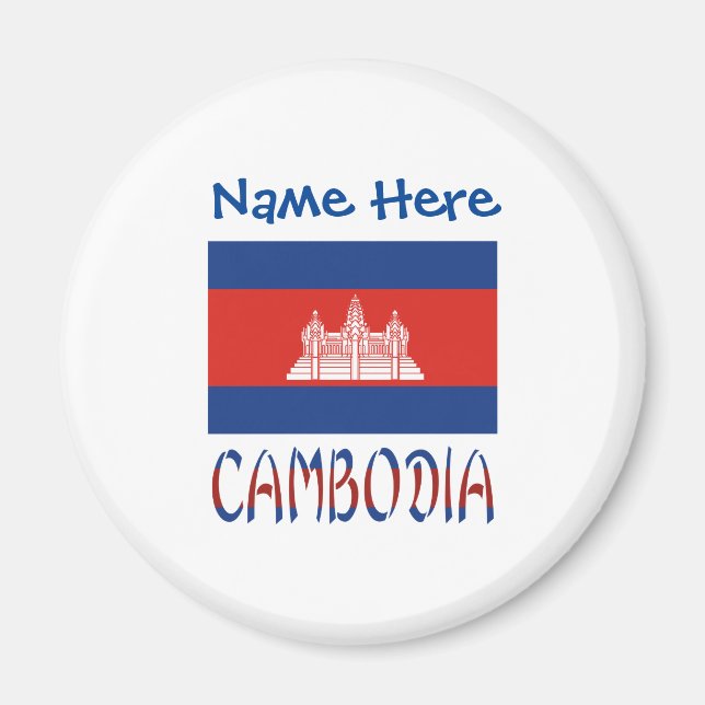 Imã Cambodja Flag Blue Personalizado (Frente)