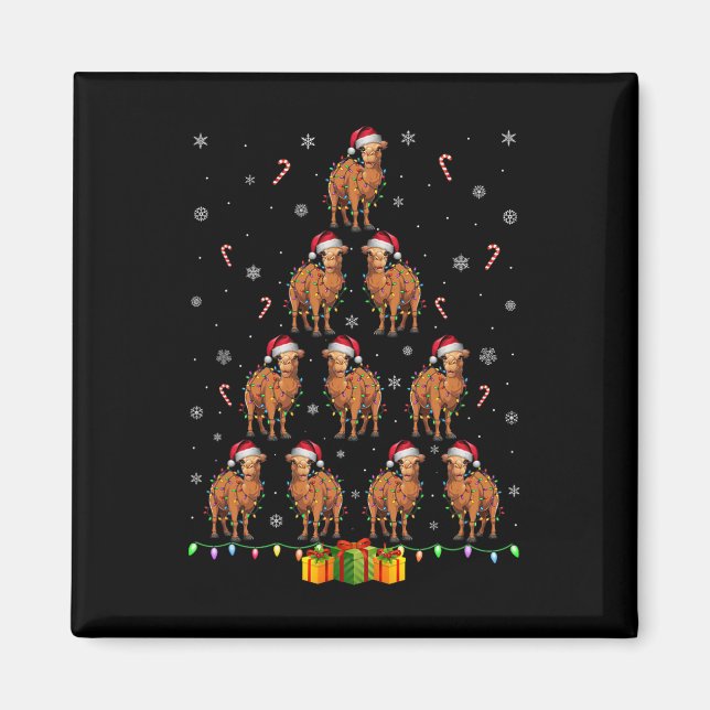Imã Camel Santa Hat Xmas Luzes Homens Mulheres Natal T (Frente)