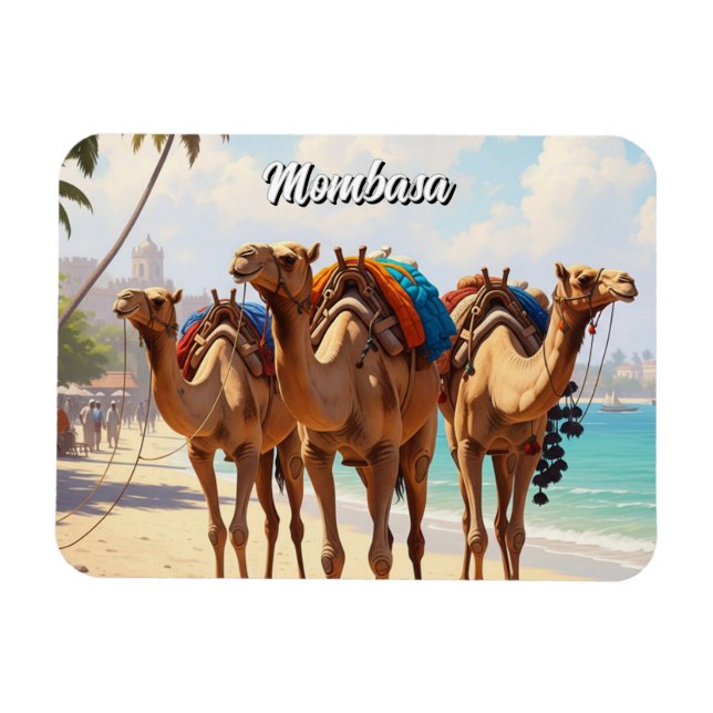 Ímã Camelos na praia em Mombasa Kenya (Horizontal)
