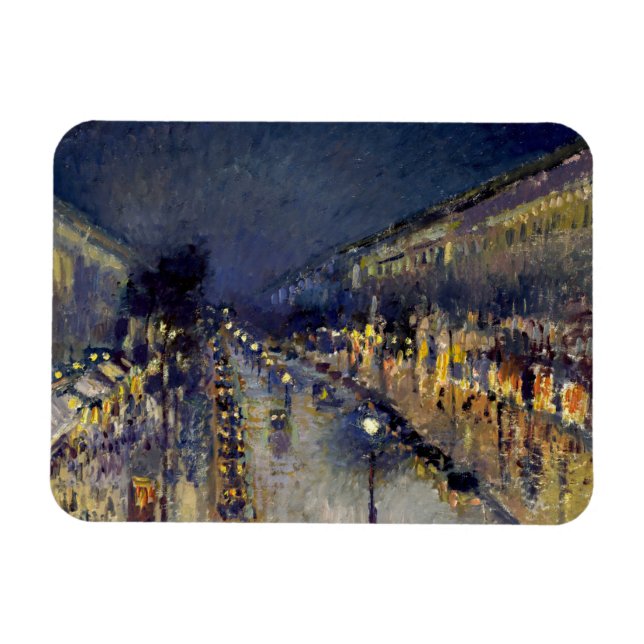 Ímã Camille Pissarro - Boulevard Montmartre à Noite (Horizontal)