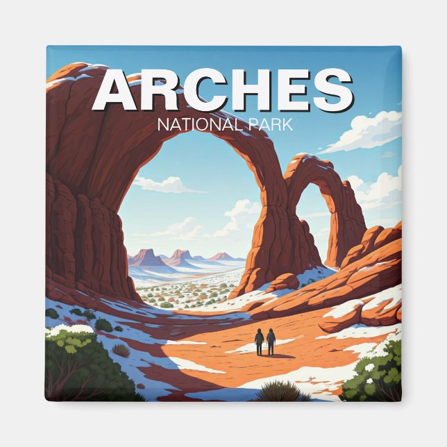 Imã Caminhando de inverno em Moab Utah Arches National (Frente)