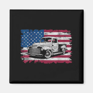 Imã Caminhão Antigo Clássico Bandeira Americana 4 de J