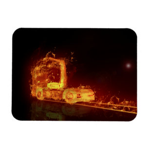 Ímã Caminhão ardente vermelho em chamas do fogo