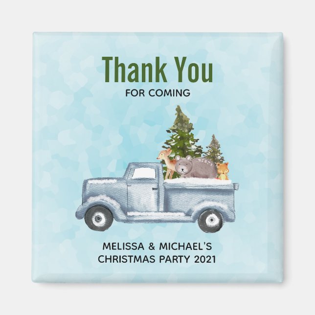 Imã Caminhão com Pinheiros e Animais Florestais Natal (Frente)