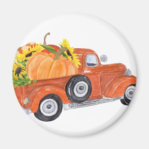 Imã Caminhão de Colheita de Laranja Rusty com Pumpkin