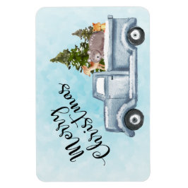 Ímã Caminhão de Natal com Pinheiros e Animais Floresta