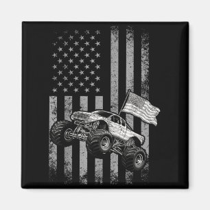 Imã Caminhão monstro bandeira americana design retrô j