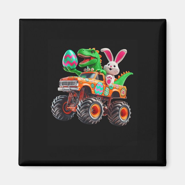 Imã Caminhão Monstro de Páscoa Bunny T-rex Dino Engraç (Frente)