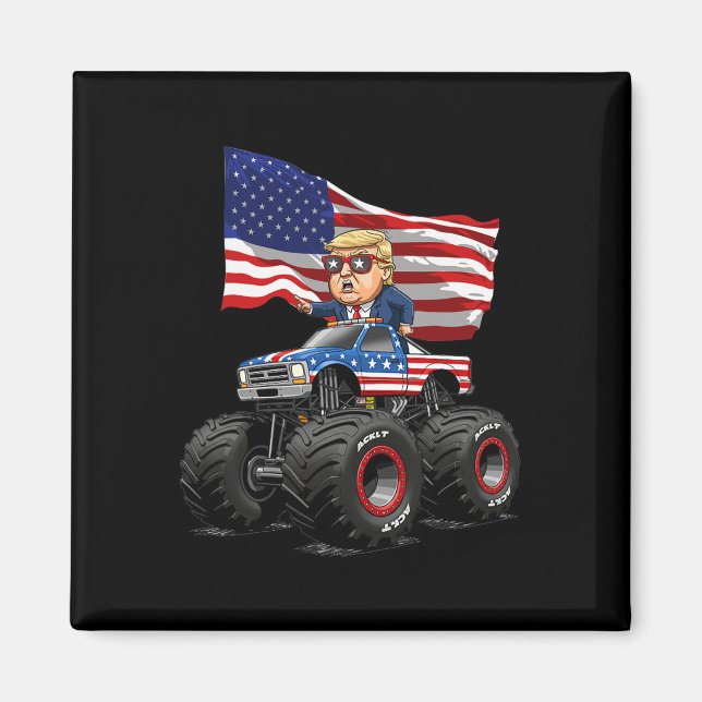 Imã Caminhão Monstro Donad Trump 4 De Julho Bandeira D (Frente)