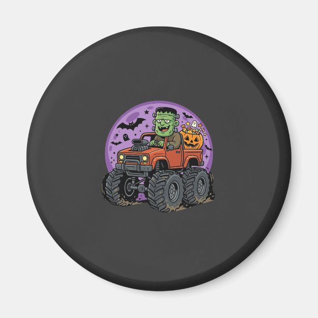 Imã Caminhão Monstro Frankenstein Gráfico de Halloween (Frente)