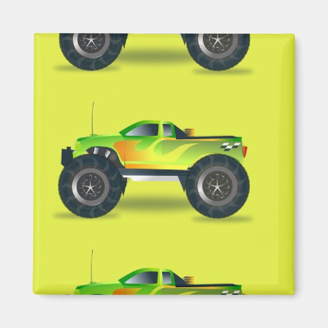 Imã Caminhão monstro no verde limão (Frente)