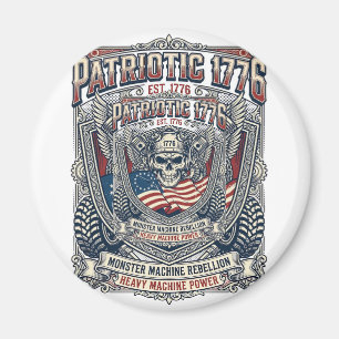 Imã Caminhão Monstro Patriótico 1776 Crânio Off Road P