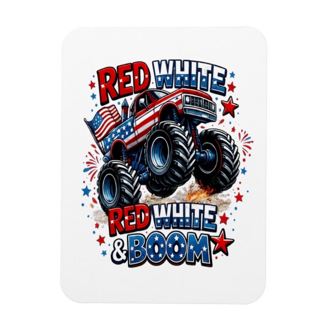 Ímã Caminhão Monstro Red White Boom (Vertical)