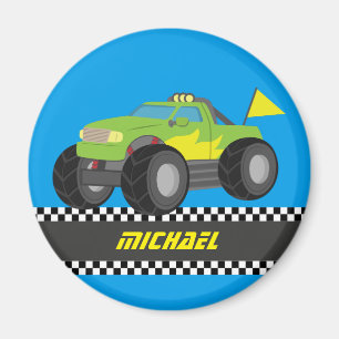 Imã Caminhão Monstro Verde de Corrida Personalizado