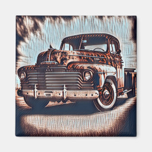 Imã Caminhão Rustic Grunge - Uma Beleza Vintage