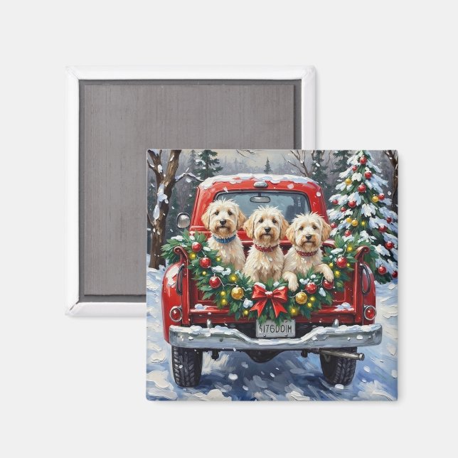 Imã Caminhão Vermelho de Natal Maltês Feriado (Front/Back)