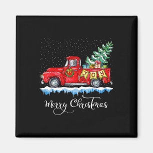 Imã Caminhão Vermelho de Natal Vintage Merry Christmas