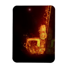 Ímã Caminhão Vermelho Queimado em Chamas de Fogo