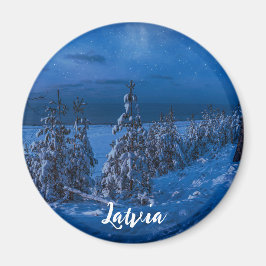 Imã Caminho da floresta no íman da noite de inverno