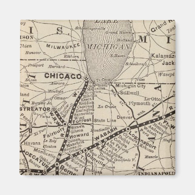 Imã Caminho de Wabash do Mapa (Frente)